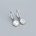 Orecchini in argento 925 con stella, luna e cristalli di zircone a cerchio - Argento 925 / Oro Bianco