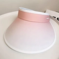 Pink and white wide-brim UV visor hat with high-quality synthetic leather texture - Gradient Large Brim Style / Pink
