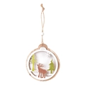 Wooden Christmas ornament featuring a reindeer and forest scene in a round frame - 10*8.8cm / Round Reindeer
