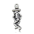 Antique silver dancing skull pendant with sombrero hat for Halloween jewelry DIY - 10879-Skull with Hat