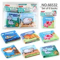 Set de 6 libros de tela educativos para bebés con temas de dinosaurios y granja desde 0m+ - Juego de 6 (4 Páginas 8 Caras)