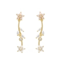 Elegant gold-tone flower drop earrings with colorful zircon and shimmering tassel details - Floral Vine Style (EH00633金色) / Gold