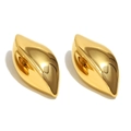 Polished 18K gold-plated stainless steel stud earrings in a sleek leaf design - All Gold Leaf Style