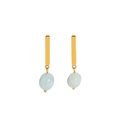 18k gold-plated stainless steel earrings with mint green natural stone pendants - Azure Irregular Natural Stone Earrings / Azure (YYE023004)