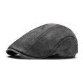 Gorra tipo boina en gris carbón de ante sintético con costuras de estilo retro - Negro