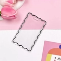 Transparent acrylic card holder with a stylish black wavy frame and lanyard hole - No Accessories / Black