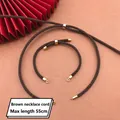 Close-up of brown 4mm braided necklace cords with gold metal clasps and 55cm length - Necklace Cord / Brown