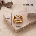 Bague ajustable double couche en acier inoxydable doré avec maillons de serpent - Style de Chaîne Double Couche (MN415)