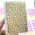 Self-adhesive yellow acrylic rhinestone stickers in multiple sizes for face and nail art - 11x16cm / Gold