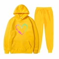 Survêtement jaune deux pièces avec sweat à capuche et pantalon à motif de cœur - S / Jaune-Flèche de Cœur