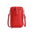 Petit sac bandoulière rouge vif en cuir PU avec zips argentés et sangle ajustable - Rouge