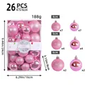 Set 26 palline di Natale rosa 4/5/6cm lucide e glitterate per decorazione albero - Stile Rosa Q3-33 / Set da 26 (4/5/6cm misto)