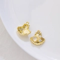 Golden seashell charm pendant with faux pearl and crystal rhinestones for DIY jewelry - 1# Gold Heart Pearl Shell