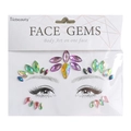 Colorful mixed shape face gems kit with iridescent purple and green crystals for makeup - FG4007 Purple Gem Style