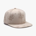 Beige Baseballkappe mit Vintage dunkelbraunem Blumenmuster und flachem Schirm - Verstellbar / Beige