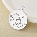 Silver stainless steel zodiac pendant with crystal stones on a white ceramic plate - Silver Style (KLJ4542-Z)