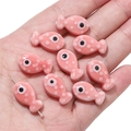 Pink ceramic fish beads with white polka dots for DIY jewelry making and bracelets - Light Red