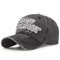Washed charcoal cotton baseball cap with New Rocker embroidery and vintage finish - Adjustable / Black