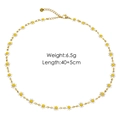 Daisy pendant necklace in stainless steel with colorful enamel petals and gold chain - 2046 Necklace White