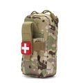 Side view of camouflage nylon tactical medical pouch with red cross patch and MOLLE webbing - Camouflage