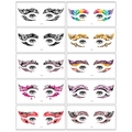 Detail of 10 Halloween eye tattoo sticker designs with colorful artistic patterns - Colored Eye Corner Stickers Series C