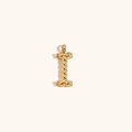 Minimalist 18K gold plated twisted metal pendant accessory with braided rope texture - Letter I