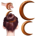 Horquilla de madera marrón en forma de luna creciente para peinados elegantes de mujer - Pequeño / Marrón Rojo