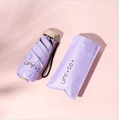 Mini ombrello viola pieghevole in 5 con custodia coordinata e protezione UPF 50+ - Viola