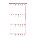 Wand-Ohrring-Organizer aus rosa PU-Leder mit vier Ebenen und Holzstäben für Wände - 86x38cm / Taro-Lila