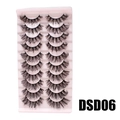 Voluminous curly black false eyelashes DSD06 style, 10 pairs set on pink tray - DSD06 (Pink)