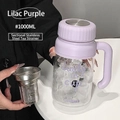 Lilac purple high borosilicate glass teapot with 1000ml capacity and 304 tea infuser - Purple (High Mesh Infuser)