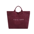 Borsa tote bordeaux minimalista di grande capacità con scritte bianche opache - Rosso