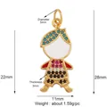 Macro detail of enamel boy pendant with zircon micro-pave setting and closed bail - Cartoon Boy Pave (M611539-Boy)