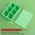 Green 6-cavity square silicone ice cube mold with lid for whiskey 5cm cubes - 6-Grid Storage Box / Green