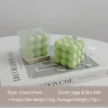 Sage Sea Salt scented light green bubble cube candle in clear box 6.3x6.3cm - Grass Green (Sage & Sea Salt) Shrink Wrapped