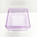 Transparent square plastic storage box in light purple finish with lid on white background - Square / Purple
