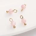 Set of four faceted pink stone pendants with golden metal caps for DIY jewelry crafts - 4mm (5 Pcs/Pack) / Rose Quartz