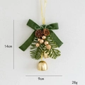 Christmas pine cone ornament with velvet bow and golden bells hanging decoration - Style B-Green Velvet Bow Double Bells