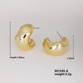 Polished gold geometric C-shape stud earrings with 1.89cm length and minimalist design - Gold Irregular C-shape (E01595-8)