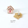 Detailed view of gingerbread house earrings with size 19x19mm and weight 2g metrics - Christmas House