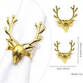 Detailed view of a golden deer head napkin ring with dimensions 6.4x5cm for Christmas - Deer Head Style 115