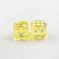 Translucent yellow acrylic dice pendants with silver metal ring for DIY jewelry making - 14mm (No Loop) / Lemon Yellow