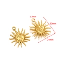 Golden sun face pendant in stainless steel with detailed dimensions 30mm x 24mm - Sun Face Pendant (F2338) / 5 Pieces/Pack (24x30mm) / Gold