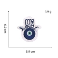 Detail of Hamsa Evil Eye embroidery patch showing measurements of 6.2cm by 5.9cm - Evil Eye Patch 8#