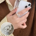 Vintage silver hollow flower twig open ring with adjustable blossom design for women - Blossom Branch Adjustable(JZ7505)