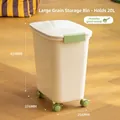 Creamy white 20L pet food storage container with green buckles and four swivel wheels - Large 20L / Cream White/Green