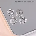 Close-up of heart-shaped pearl pendant charms for DIY jewelry making with dimensions - Pearl Wreath