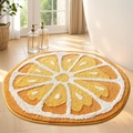 Tappeto da bagno rotondo a forma di arancia in peluche su pavimento in legno - 60*60cm / Fragranza di arancia fresca