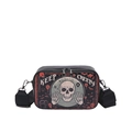Gothic Halloween Umhängetasche mit Totenkopf- und Kürbis-Print und Gurt - Skelett-Grabstein-Thema (款三)