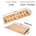 Foldable wooden Mancala board game set with colorful glass stones and dimensions - 428 XL Pine Wood Stone Mancala